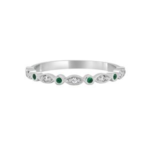 Sterling Silver Stacking Ring – Green & Clear CZ Accents (size 8)